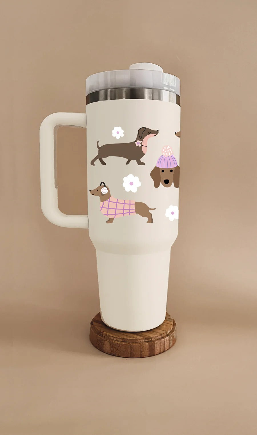 Gobelet thermos 40oz - Blanc crème teckels