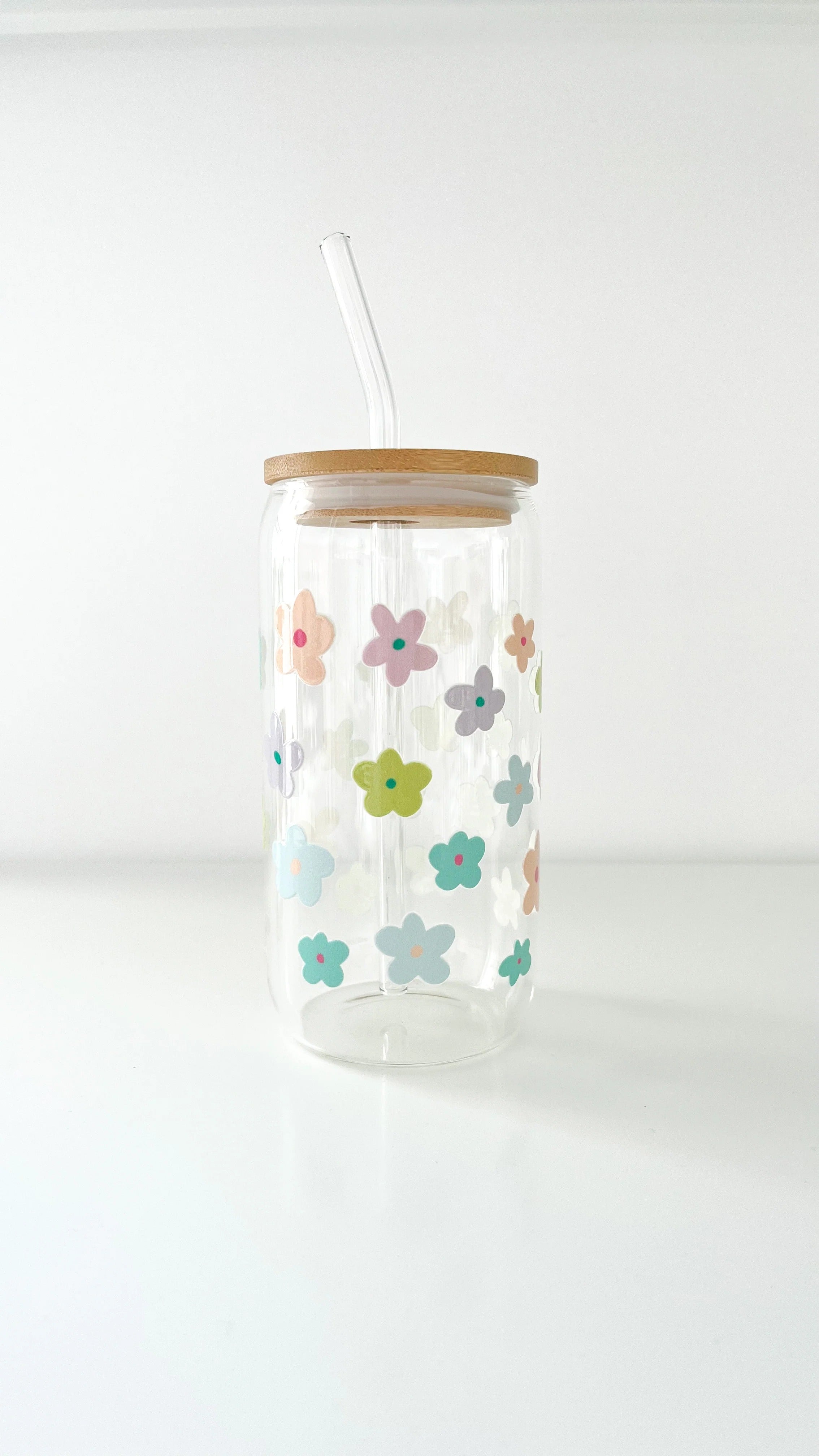 Verre Boho -  Fleurs pastels