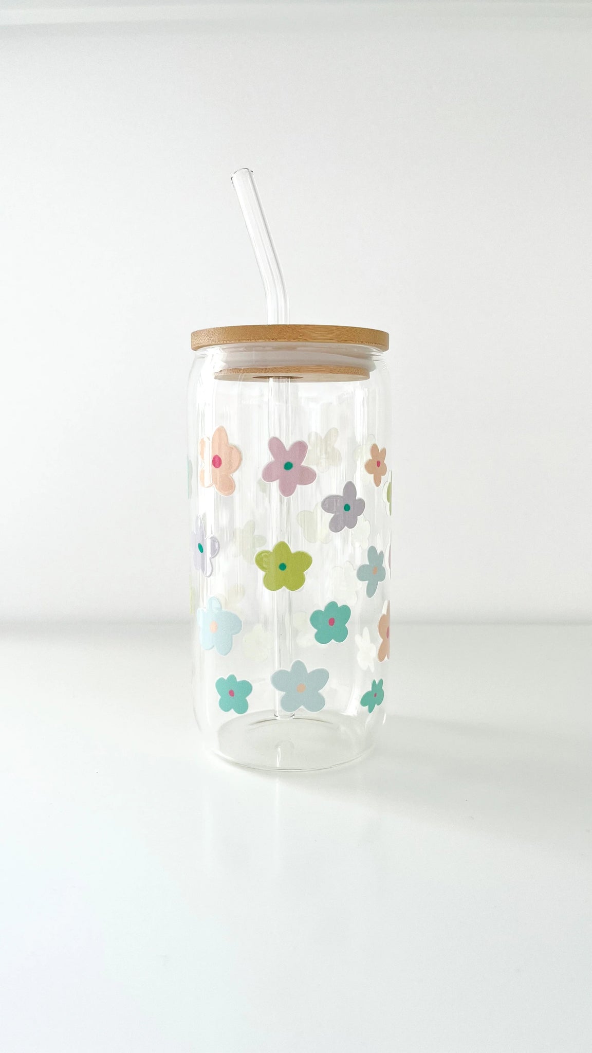 Verre Boho -  Fleurs pastels