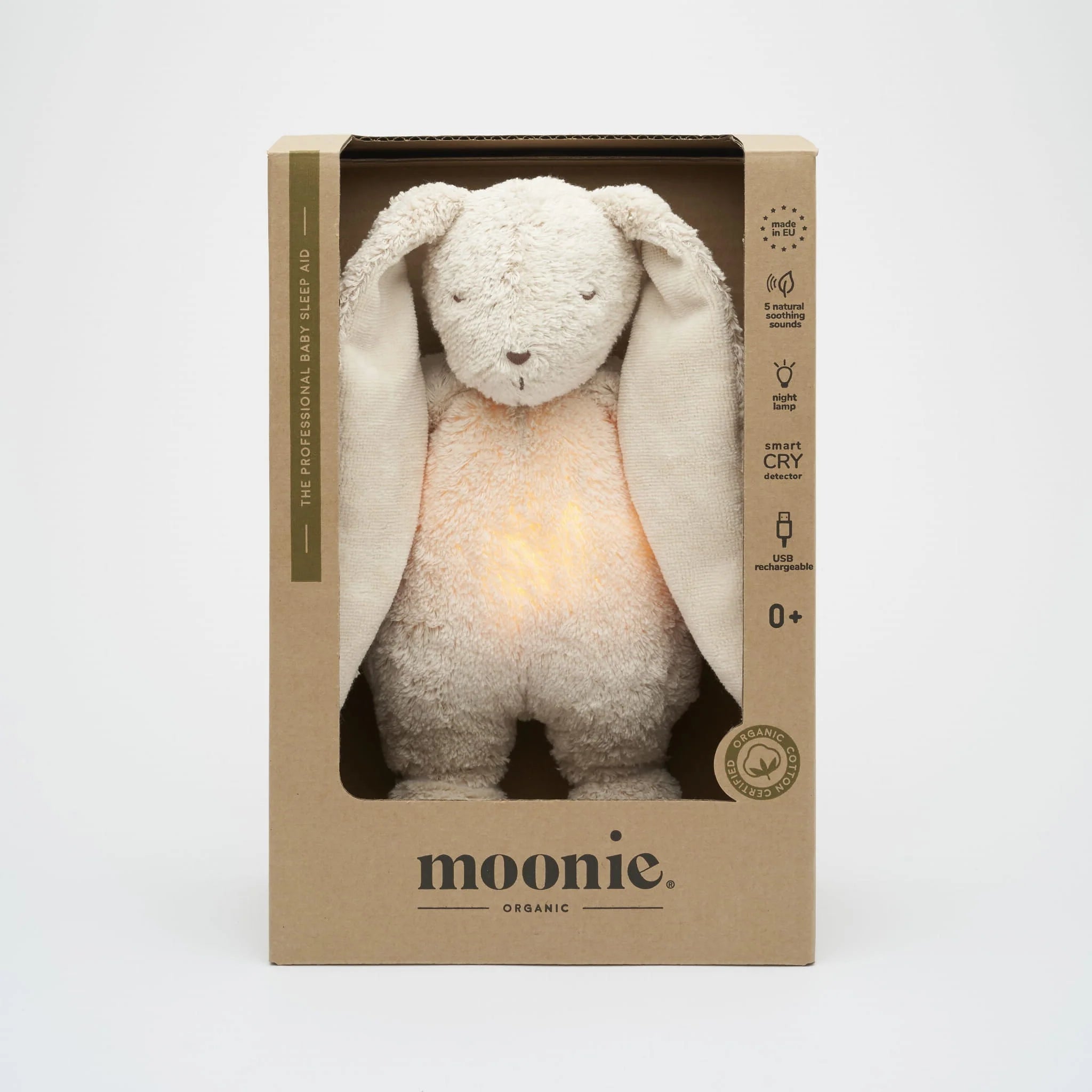 Lapin bourdonnant bio Moonie avec lampe - Sable