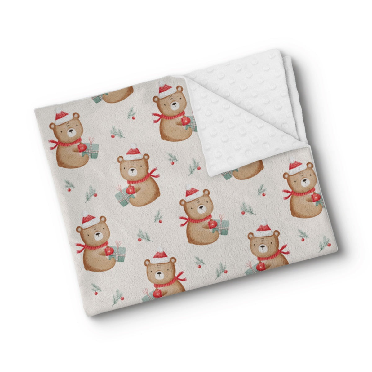 Couverture en minky -  Ourson cadeau