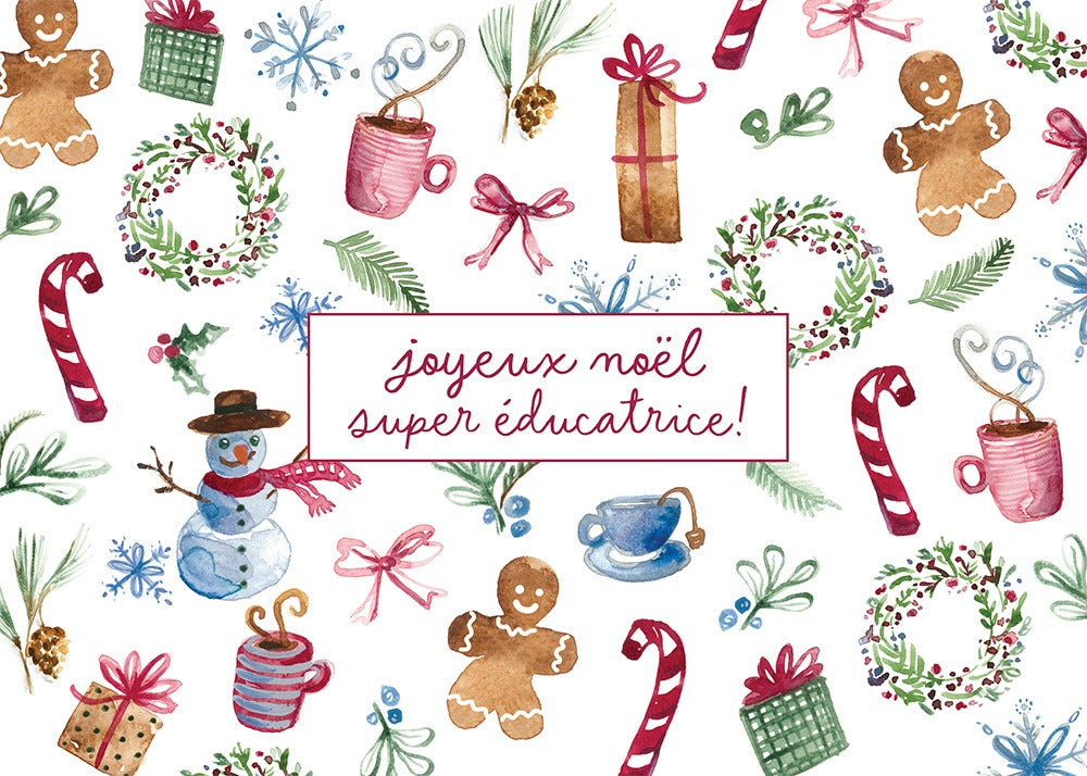 Carte de souhaits - Joyeuses fêtes éducatrice