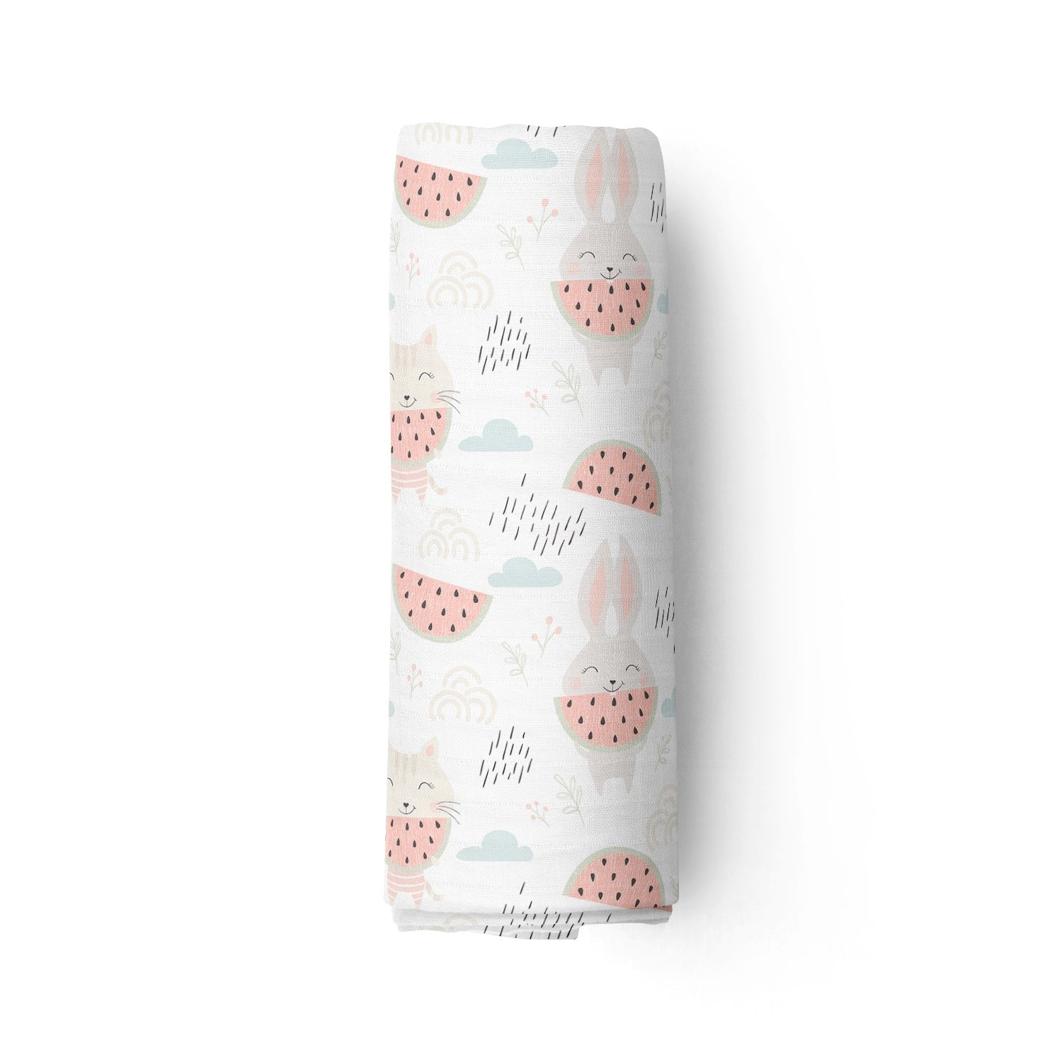 Couverture mousseline de bambou - Lapins melons