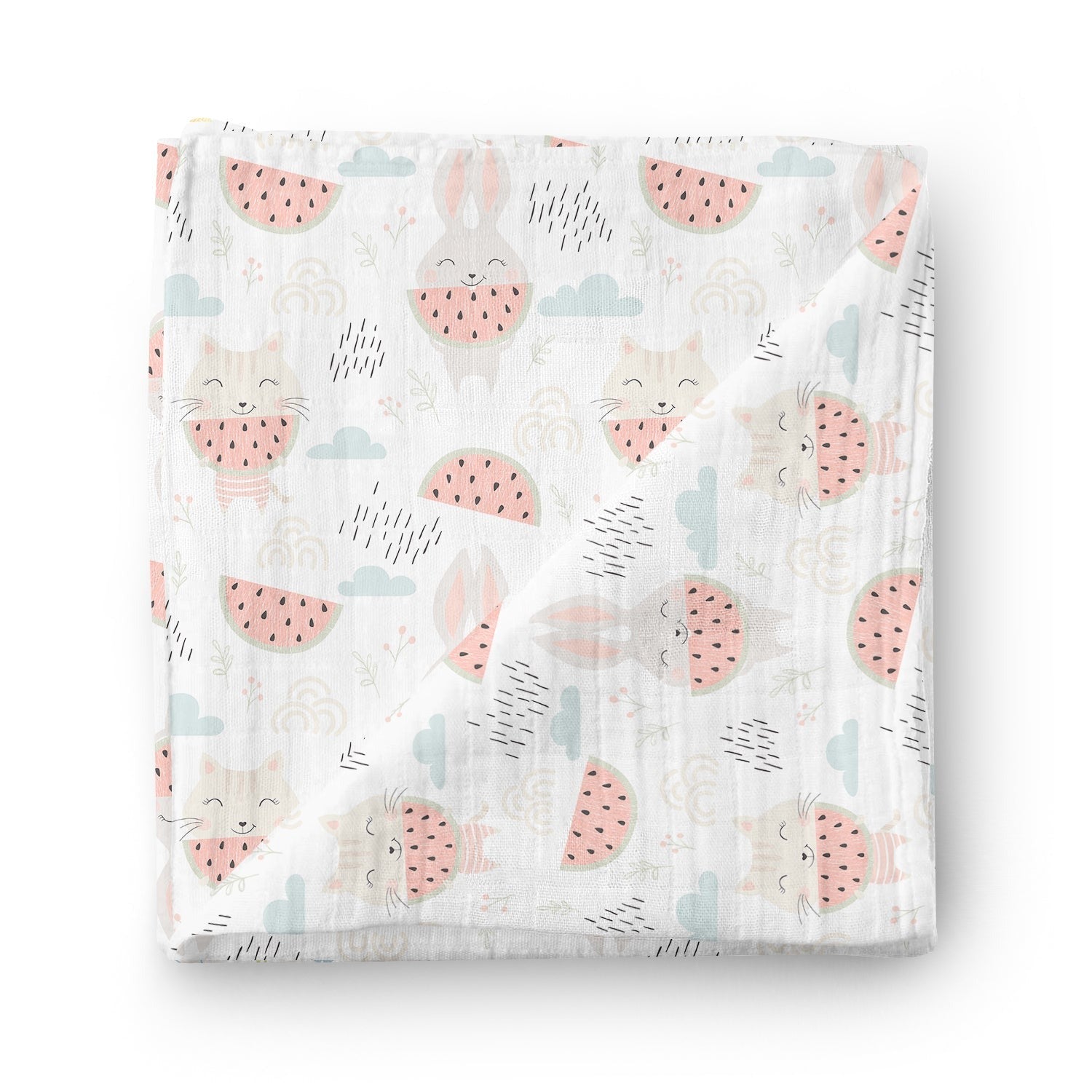 Couverture mousseline de bambou - Lapins melons