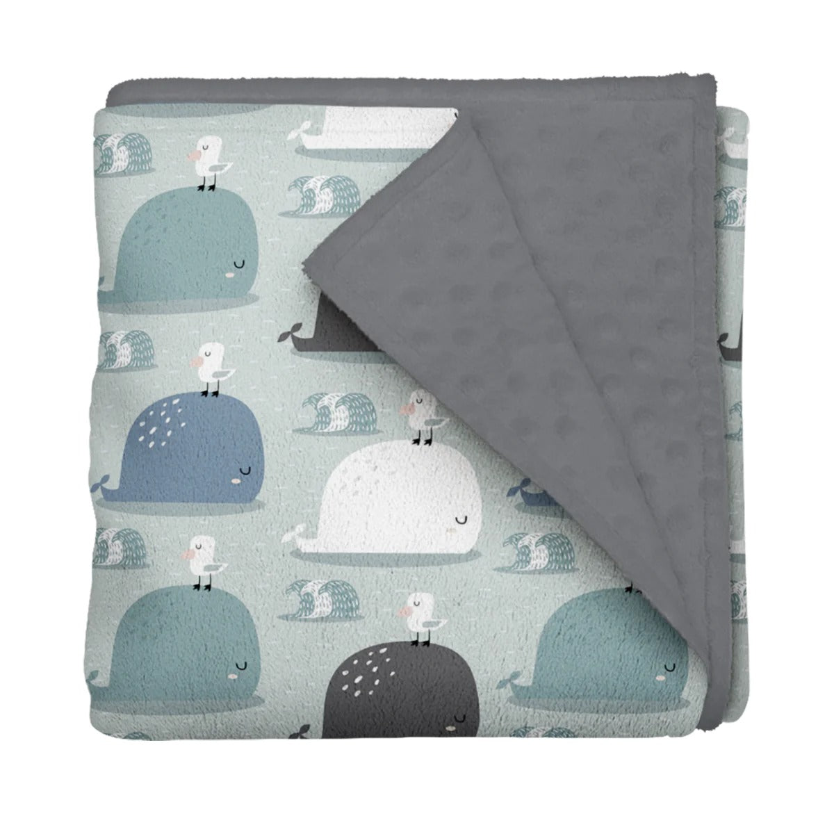 Couverture en minky - Voyage à dos de baleine