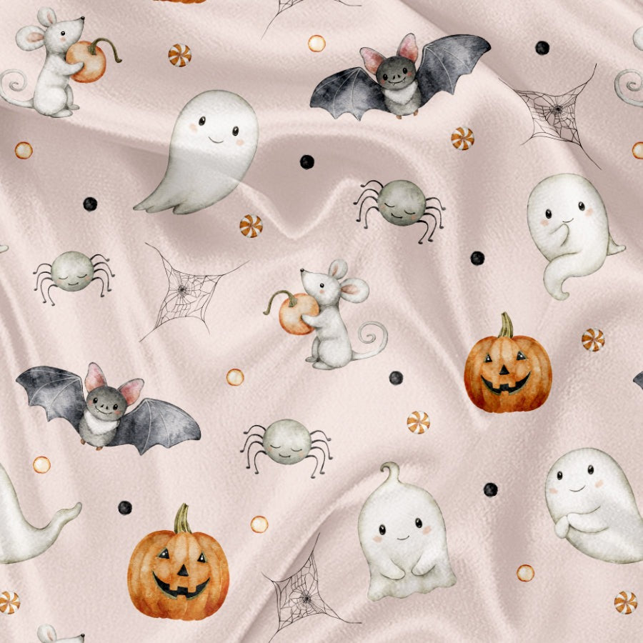 Couverture en minky - Mix d'Halloween rose