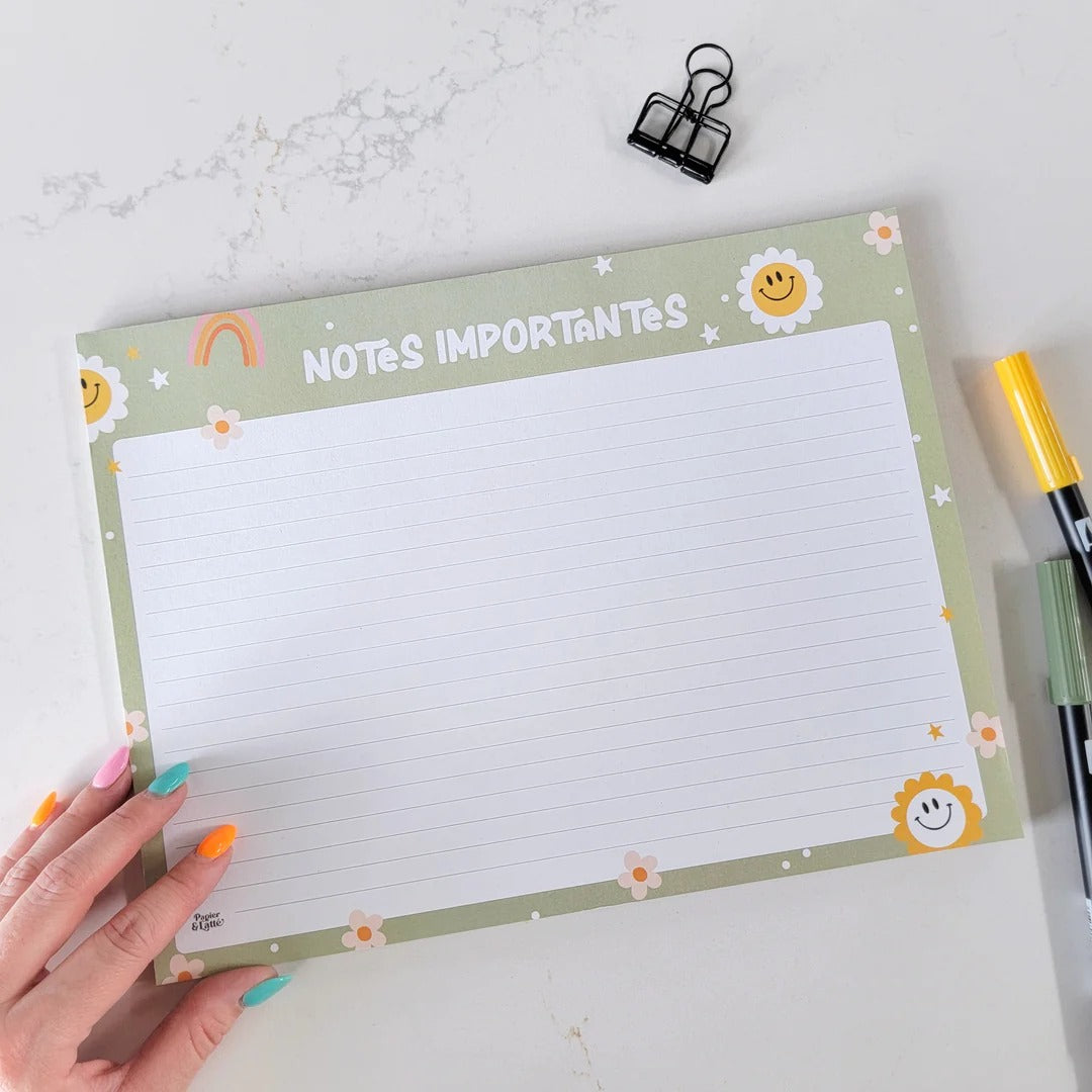 Pages de notes - 26 feuilles - Marguerites happy