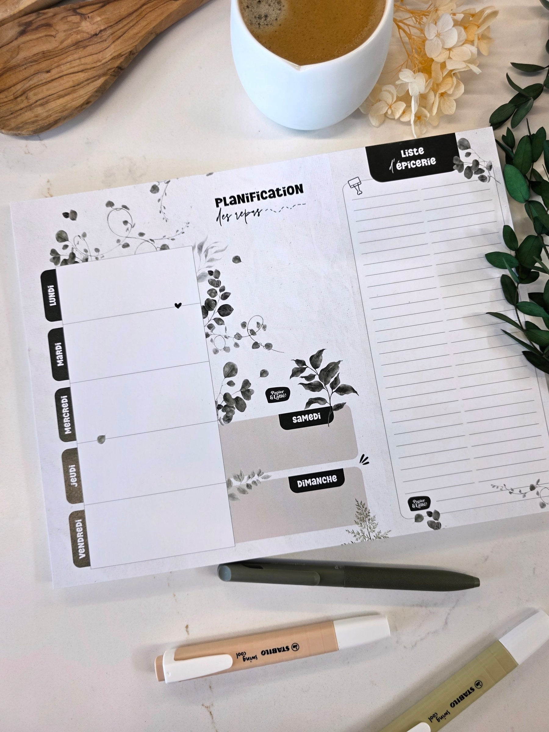 Planificateur de repas -Zen & Eucalyptus