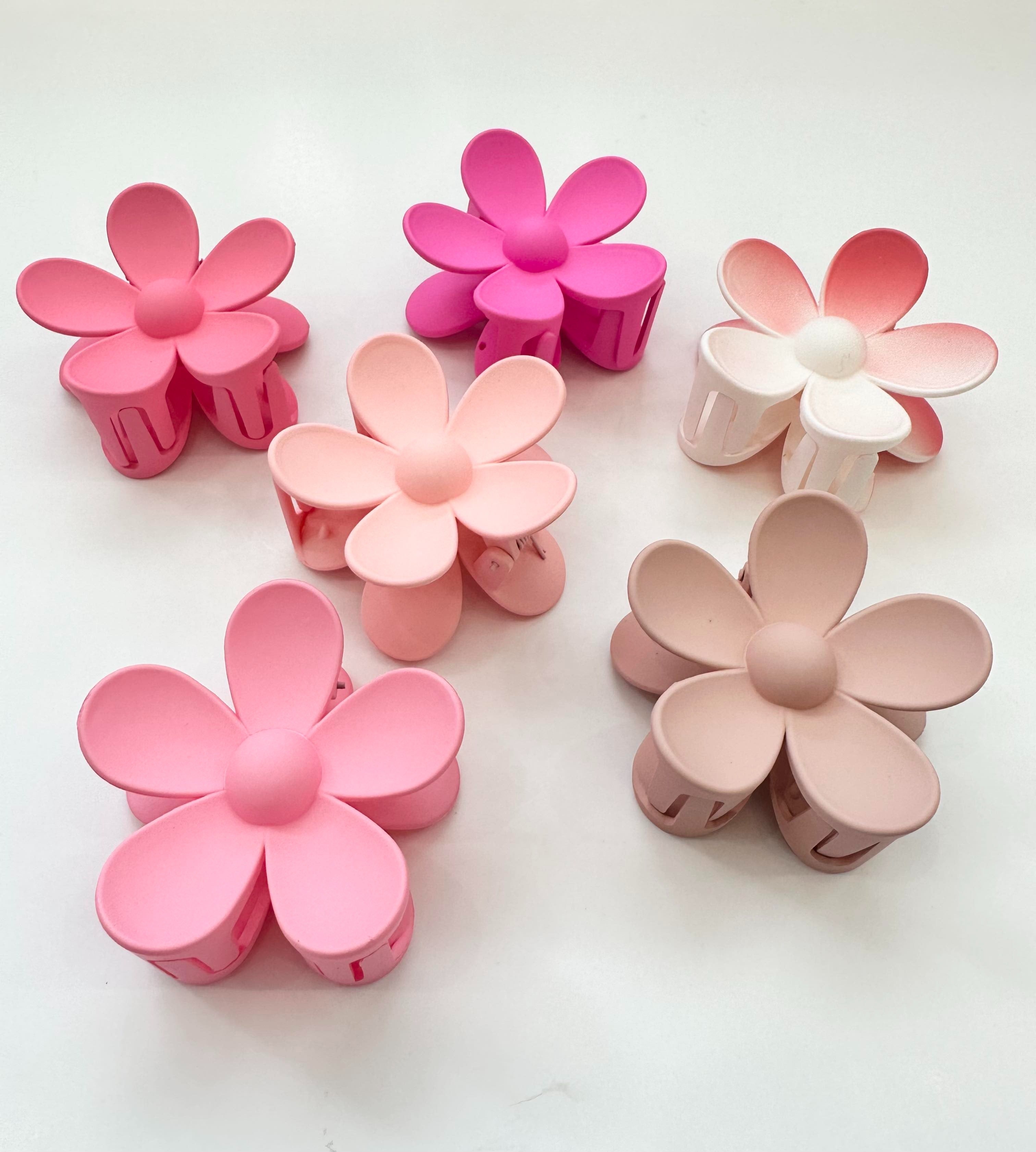 Pince à cheveux - Fleur rose bonbon