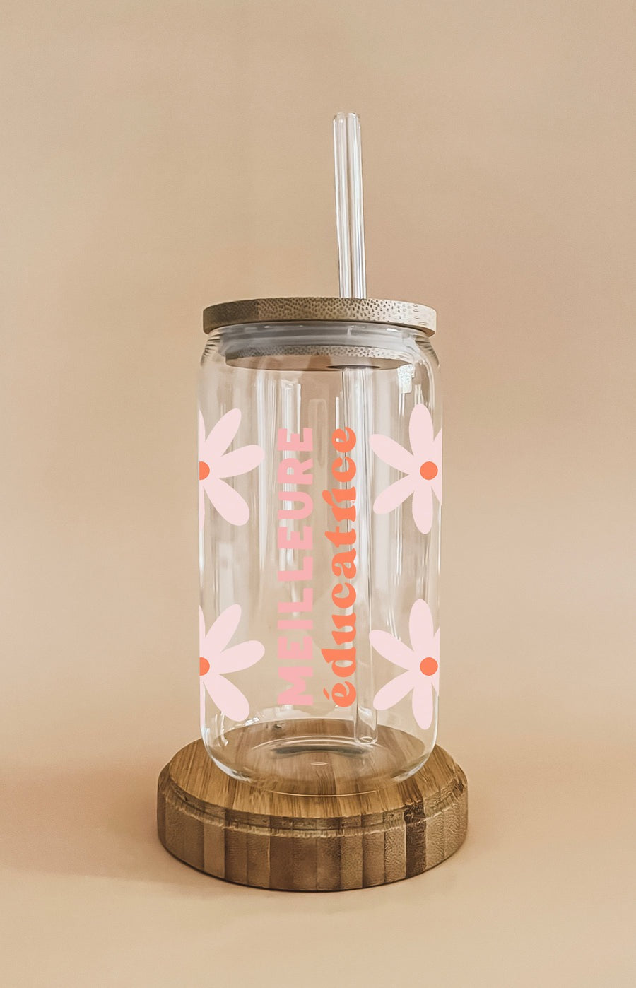 Verre Boho - Meilleure éducatrice fleurs roses