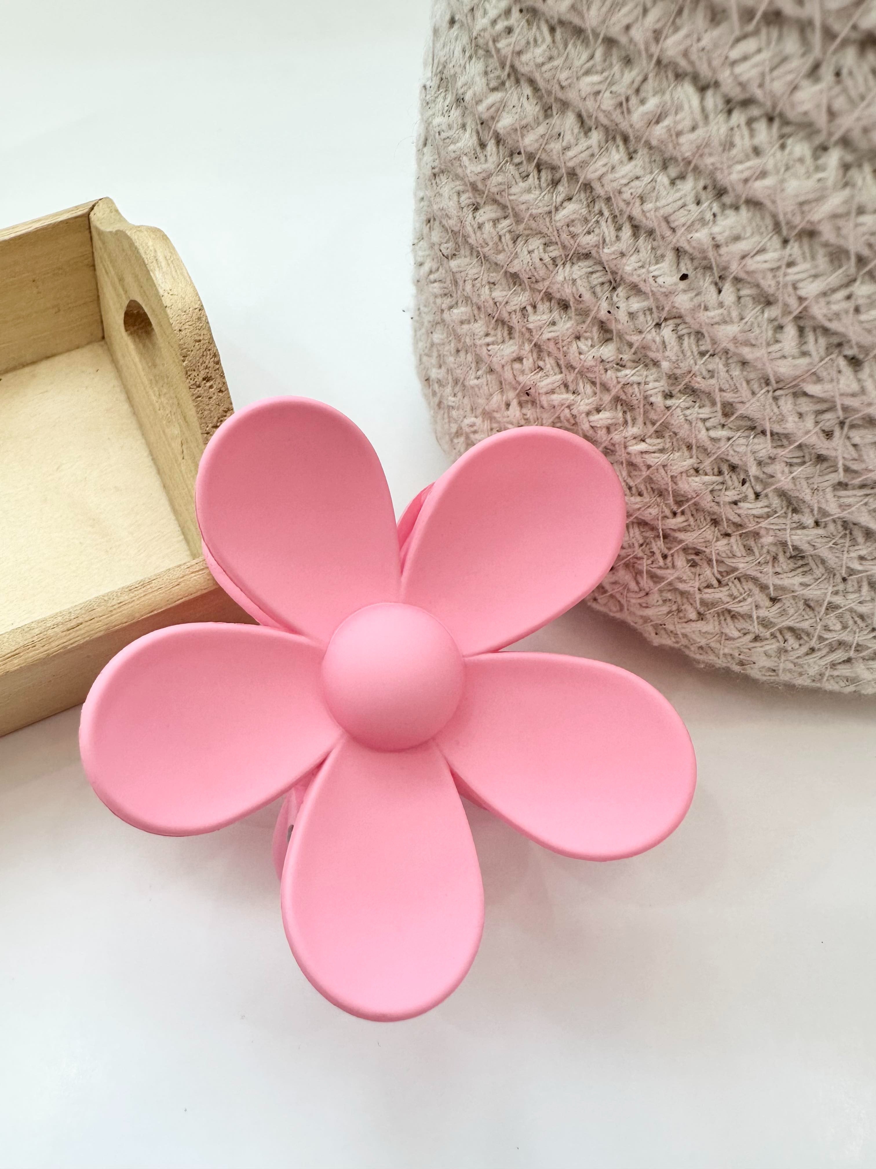 Pince à cheveux - Fleur rose bonbon