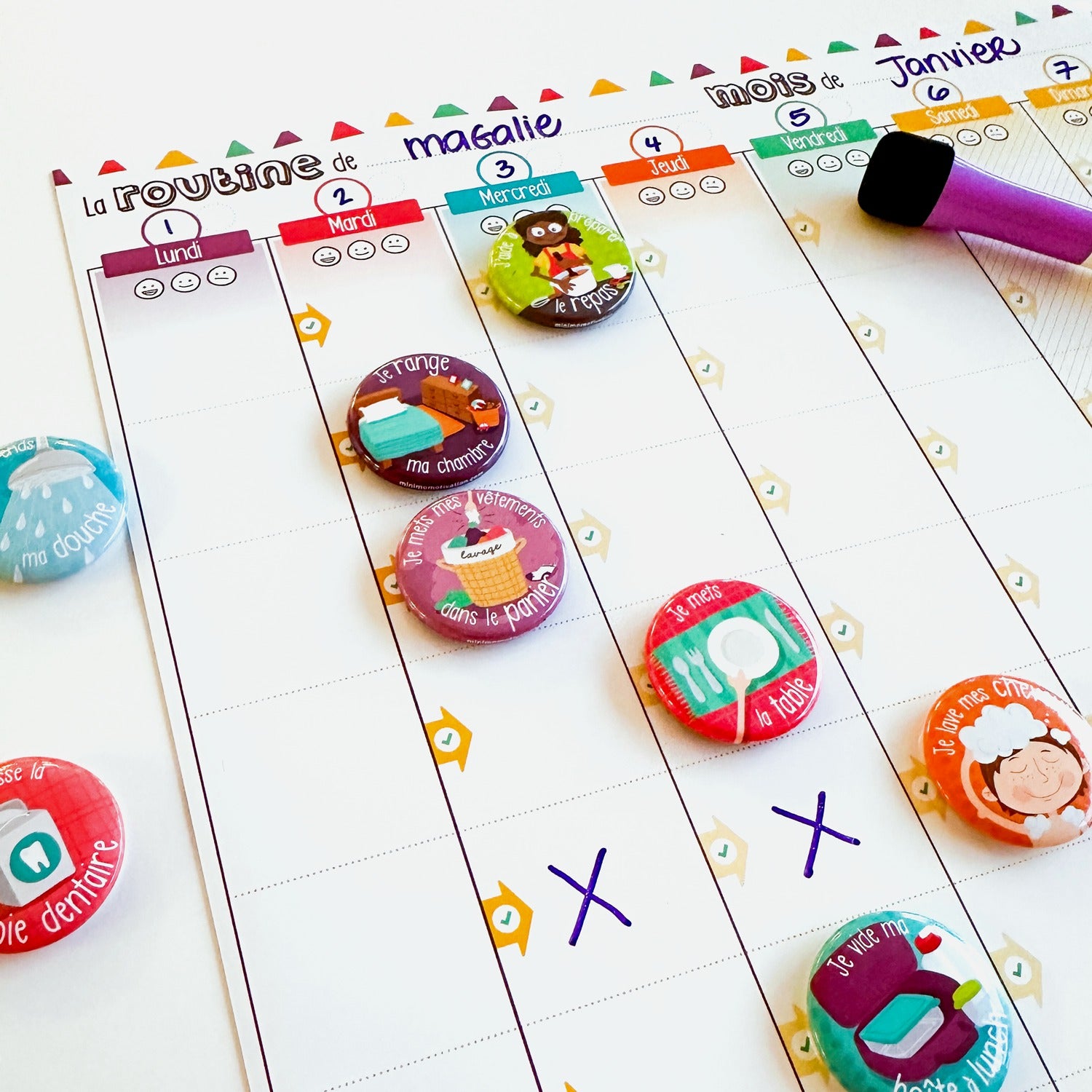Tableau - Ma routine hebdo