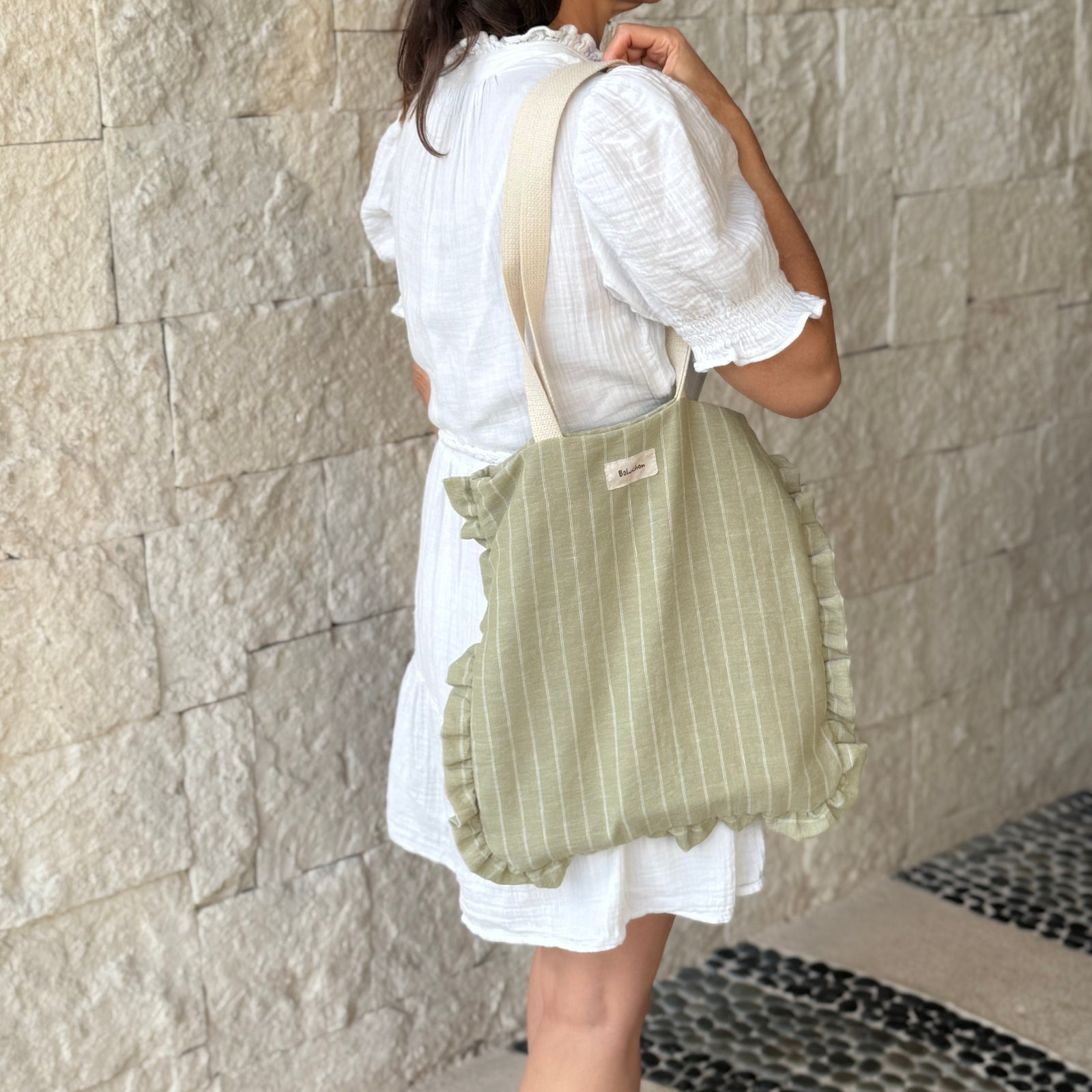 Sac cabas à froufrou - Taupe