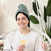 Serviette pour cheveux - Tulipes sauge