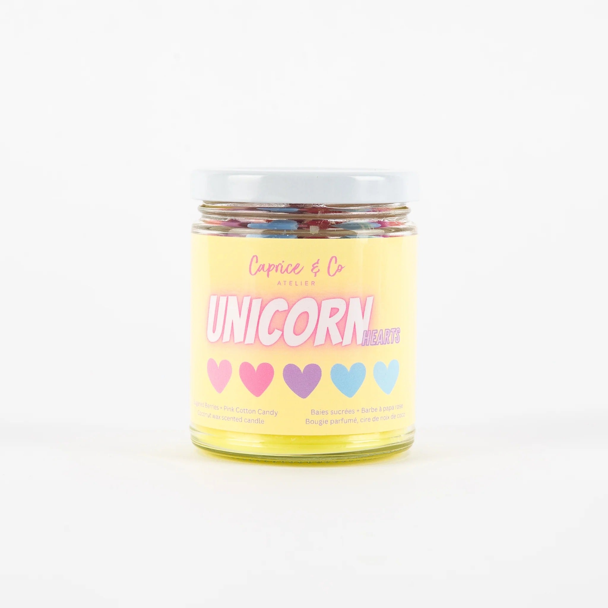 Bougie Unicorn Heart  - Baies sucrées + Barbe à papa rose