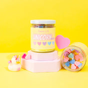 Bougie Unicorn Heart  - Baies sucrées + Barbe à papa rose