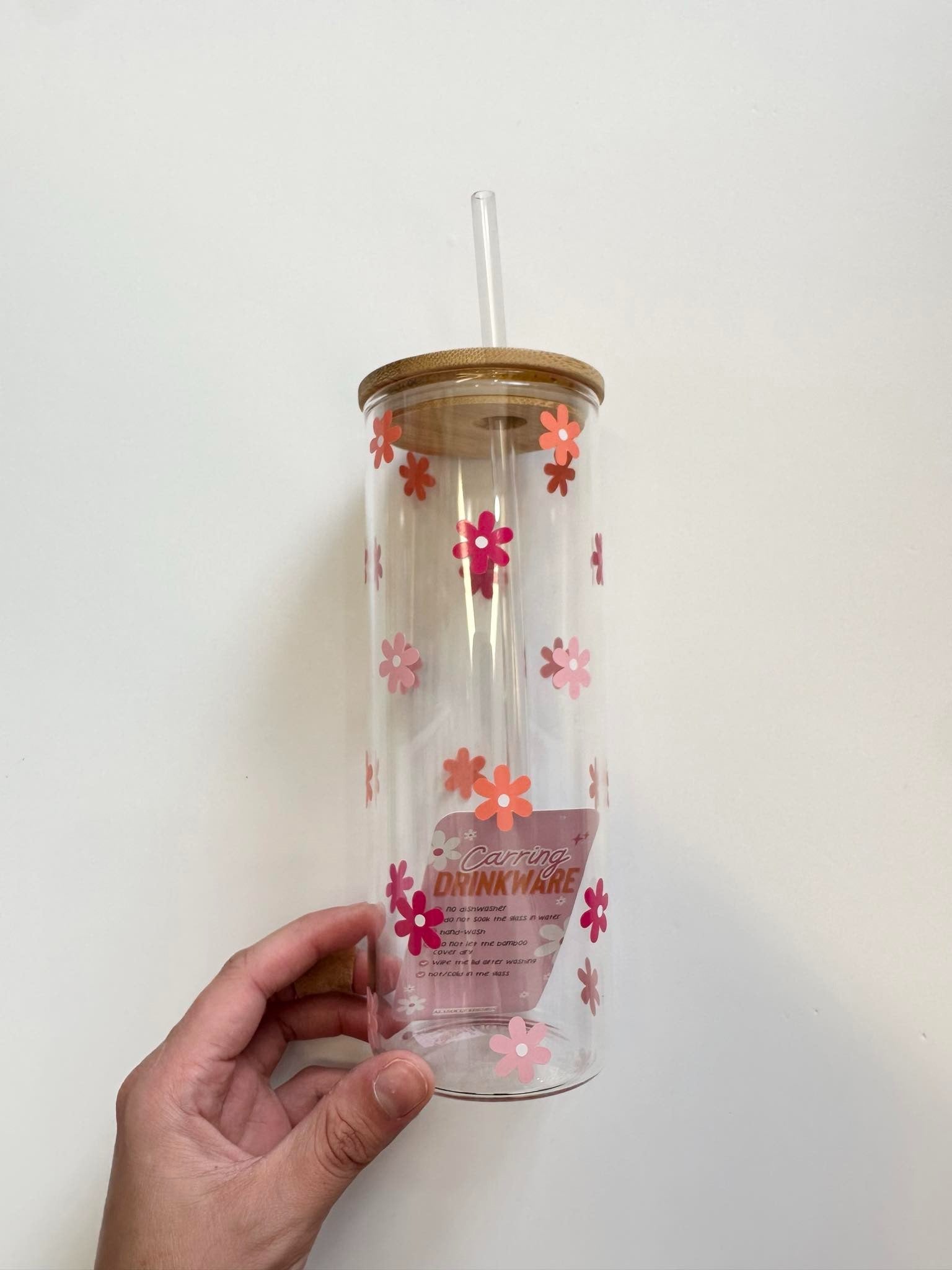 Verre boho - Daisy orange et rose