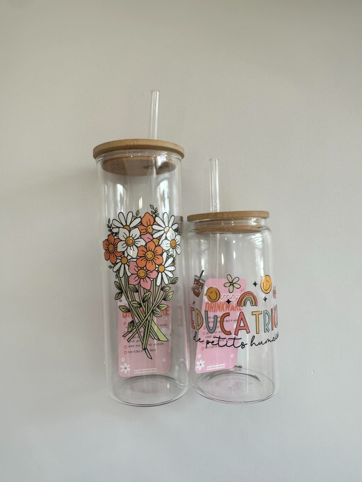 Verre boho -  Fleurs vintages