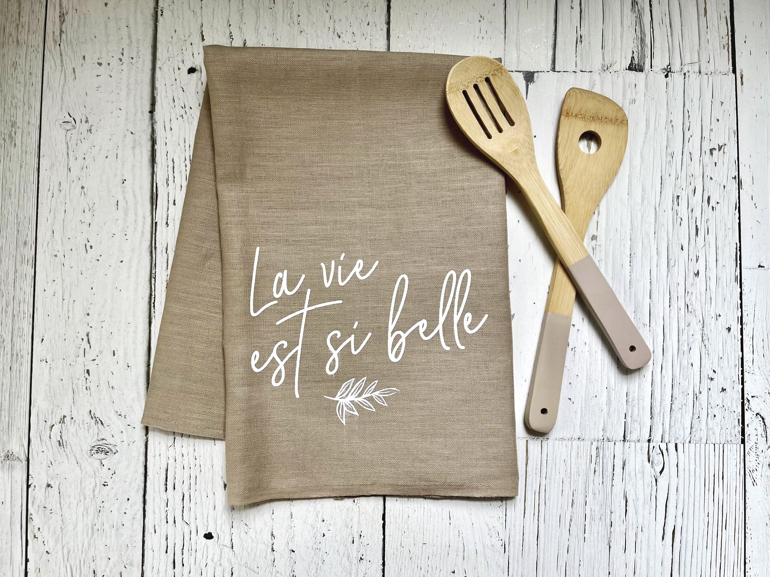 Linge à vaiselle en lin - La vie est belle