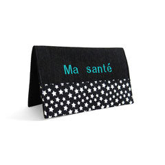 Protège carnet santé personnalisé fille Étoiles fond noir