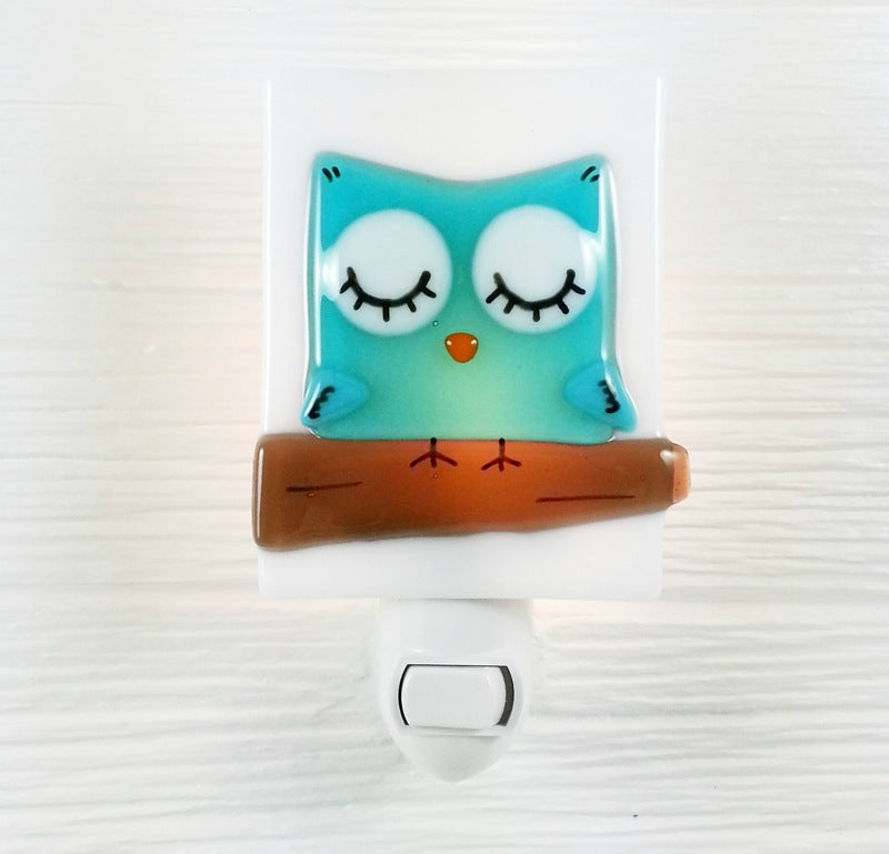 Veilleuse Veille sur toi Hibou turquoise