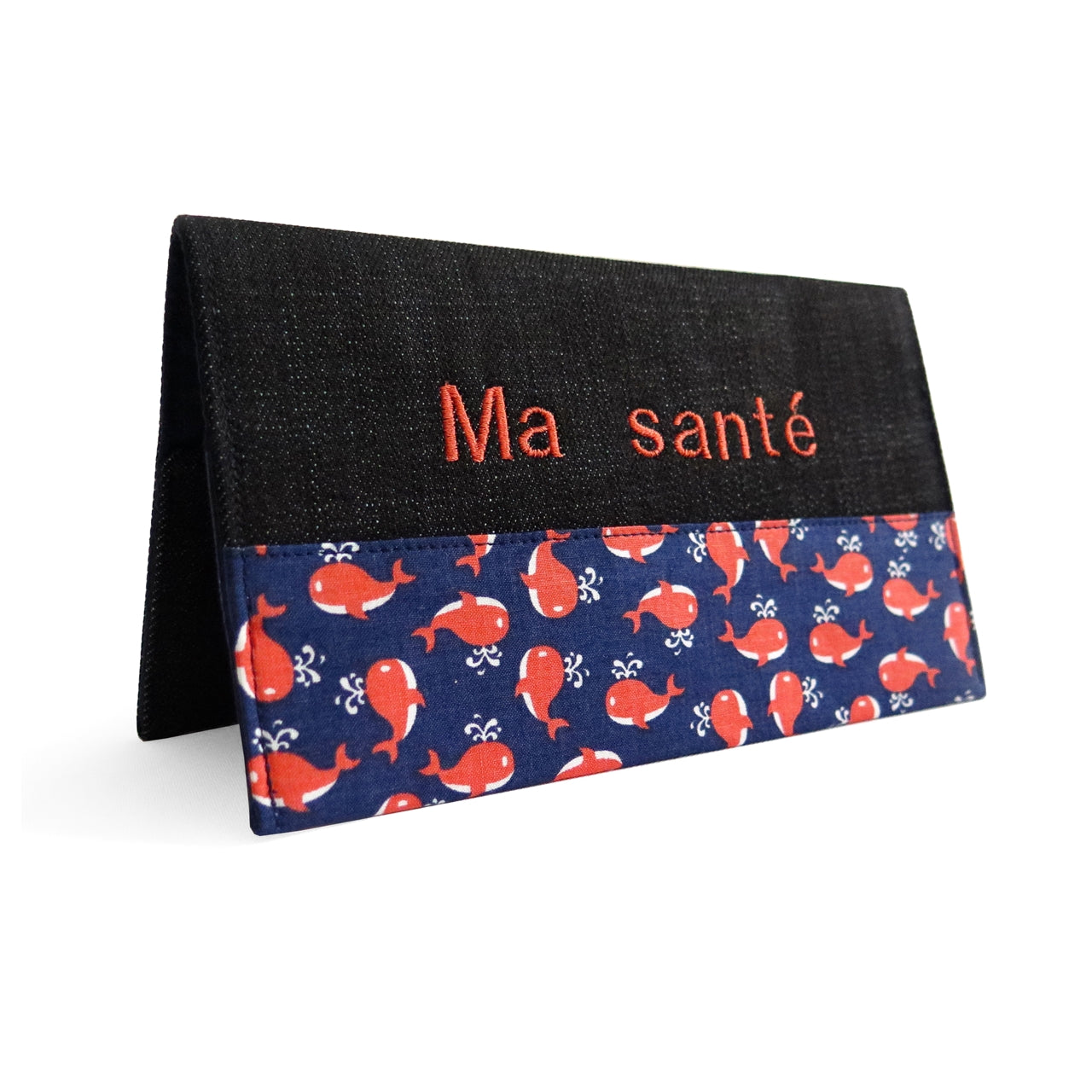 Protège carnet santé personnalisé fille Baleines corail