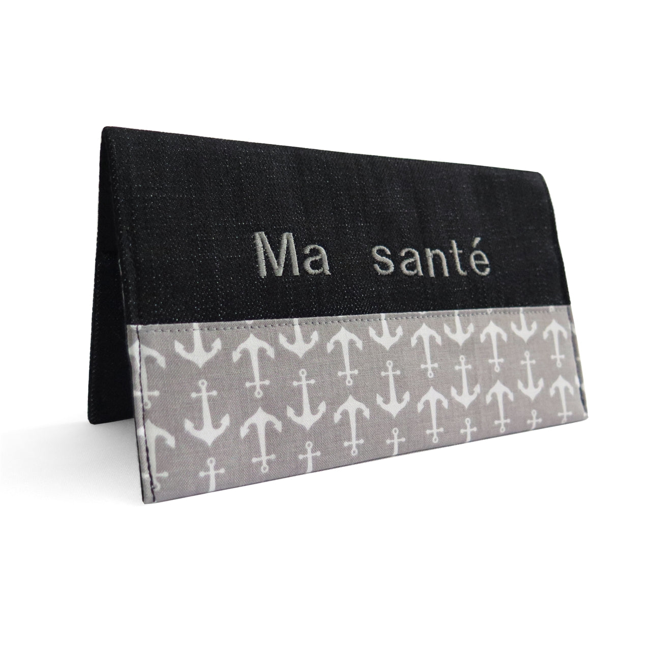Protège carnet santé personnalisé fille Ancre grise