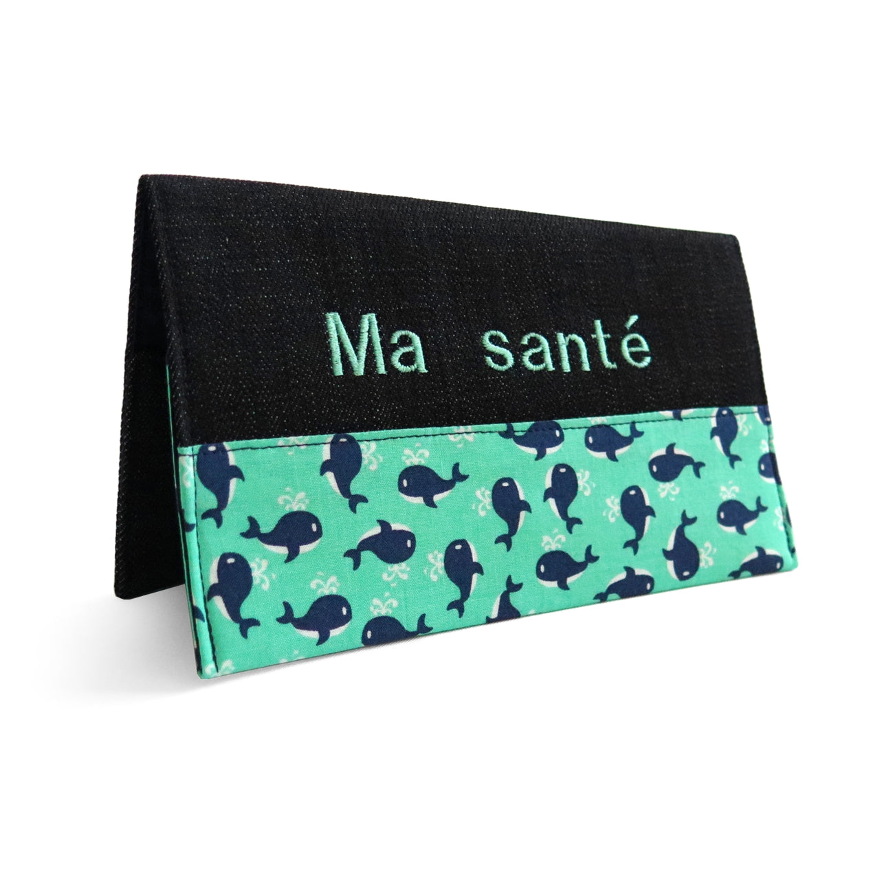 Protège carnet santé personnalisé gars Baleines bleu