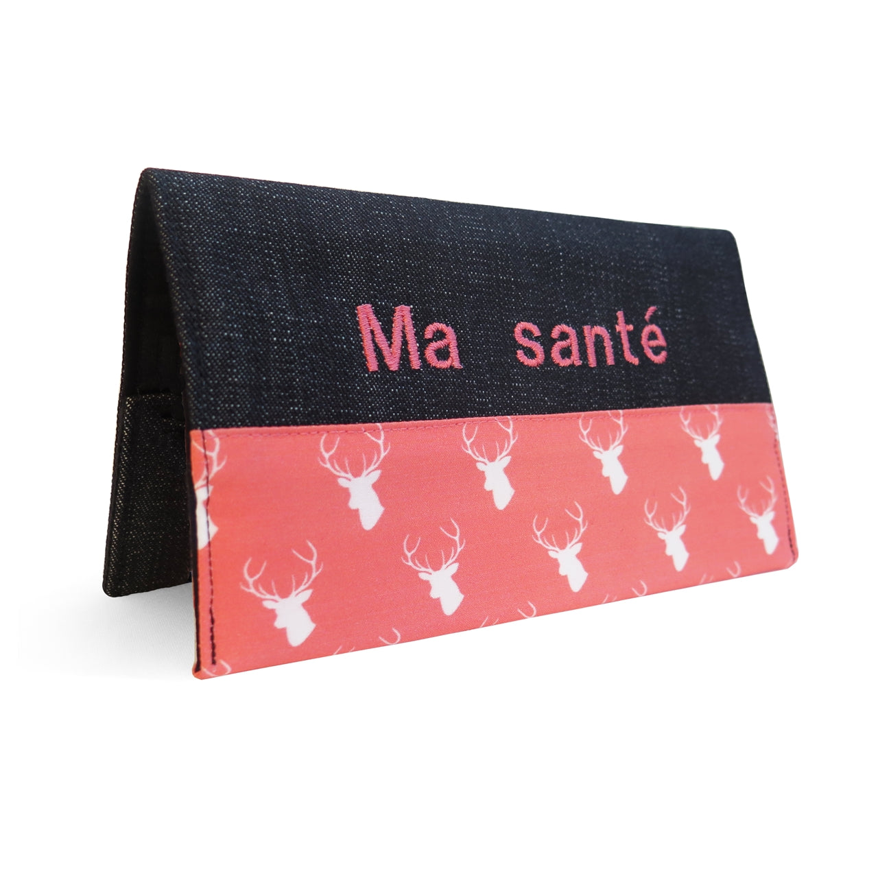 Protège carnet santé personnalisé fille Chevreuil rose