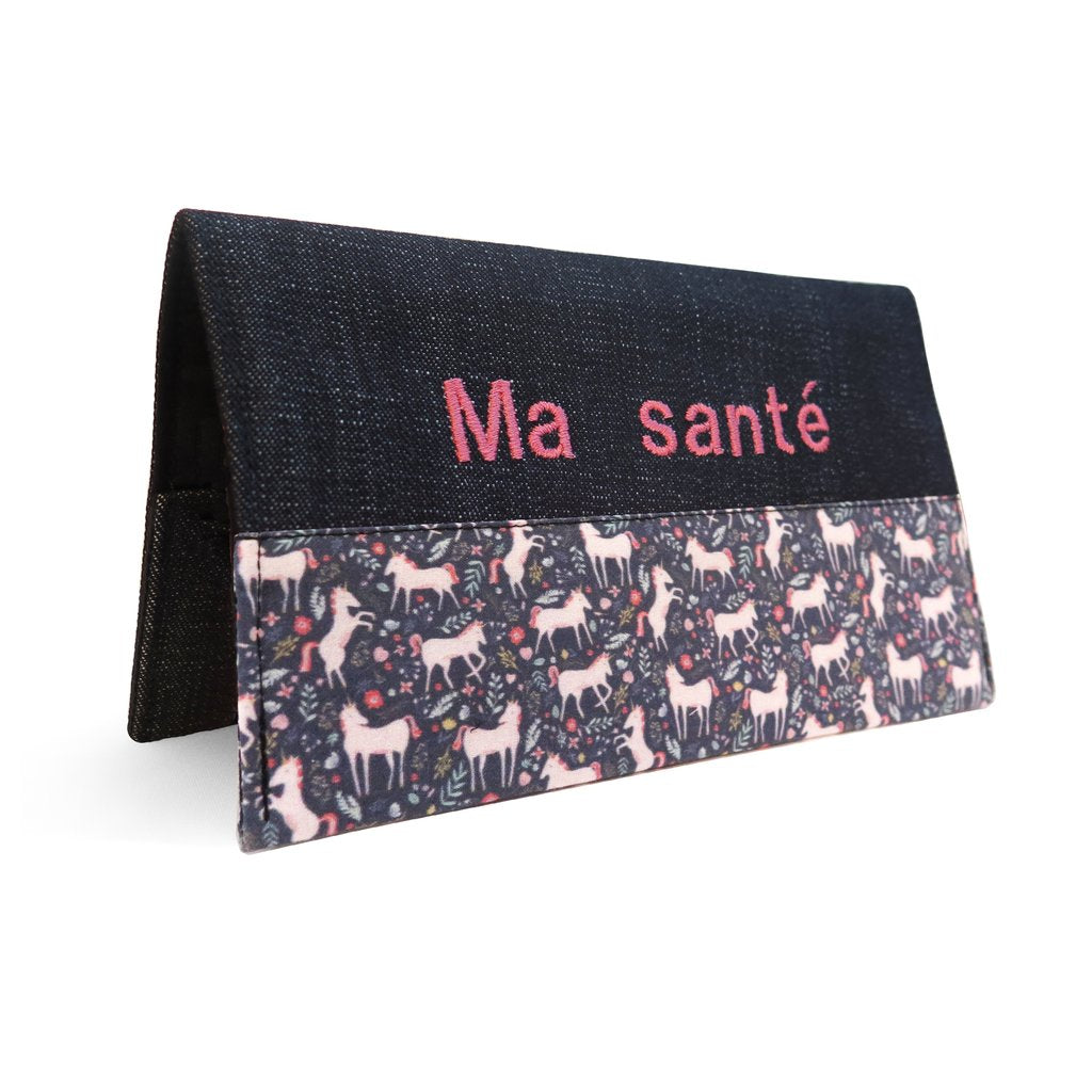 Protège carnet santé personnalisé fille Licorne