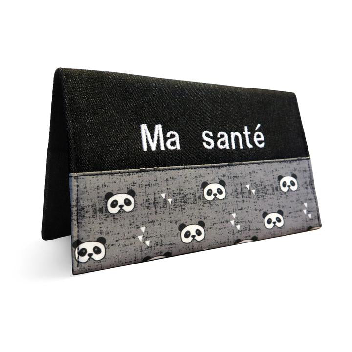 Protège carnet santé personnalisé gars Panda gris