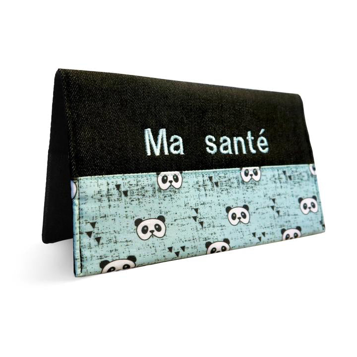 Protège carnet santé personnalisé gars Panda turquoise