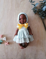 Robe turquoise, bonnet en tricot et boucle DE RETOUR EN STOCK DÉBUT DÉCEMBRE