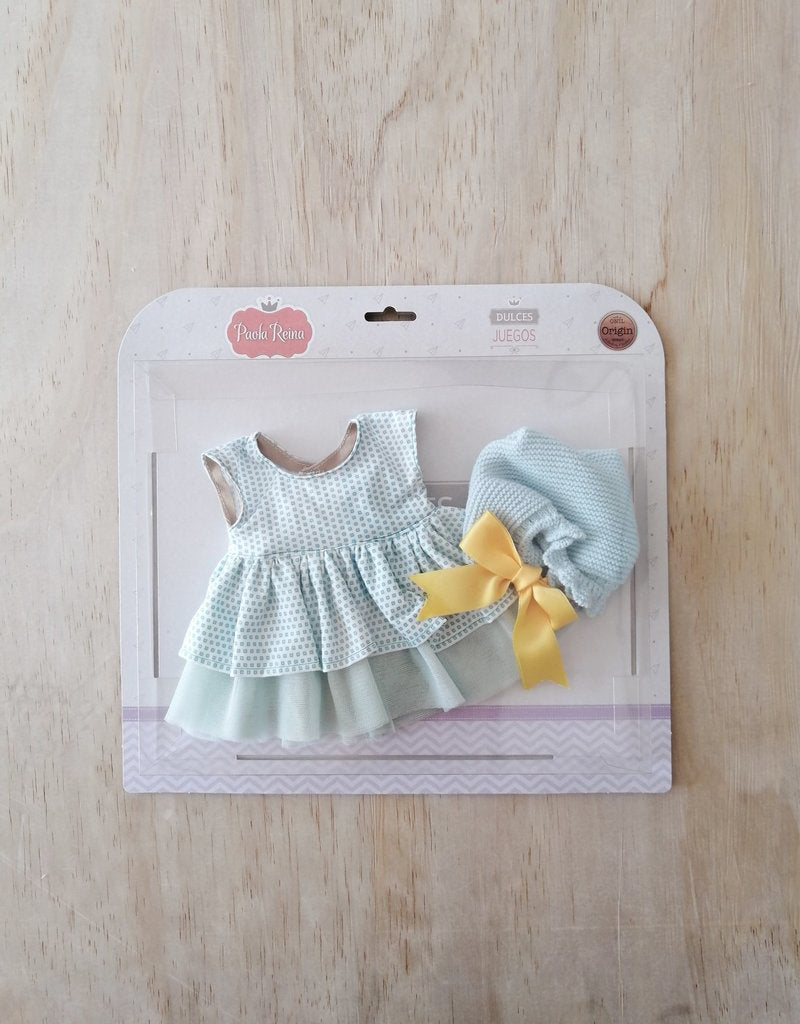 Robe turquoise, bonnet en tricot et boucle DE RETOUR EN STOCK DÉBUT DÉCEMBRE