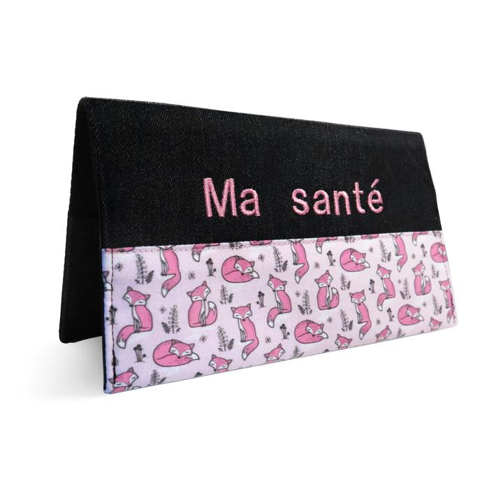 Protège carnet santé personnalisé fille Renard rose