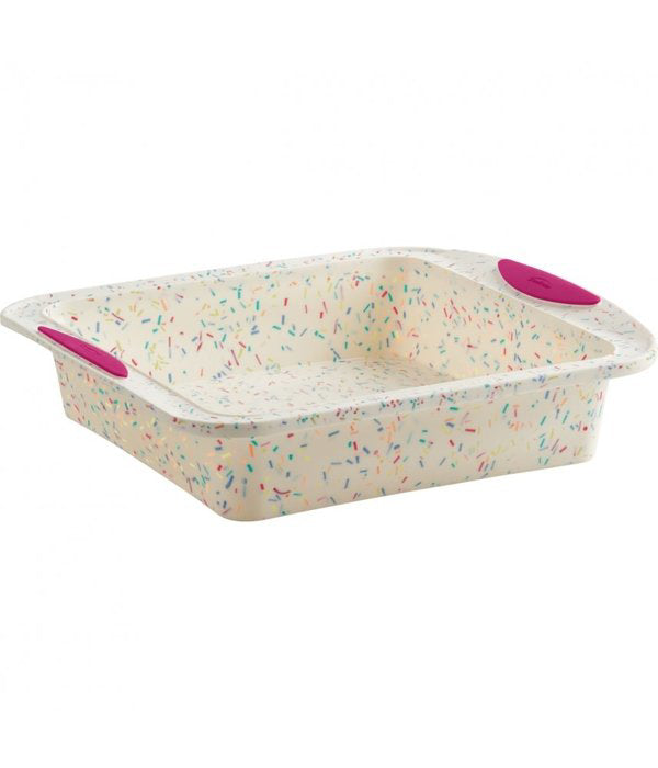 MOULE À GÂTEAU CARRÉ STRUCTURE SILICONE™ CONFETTI BLANC