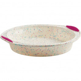MOULE GATEAU ROND CONFETTI FUCHSIA 23CM