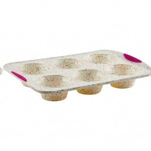 MOULE À 6 JUMBO MUFFINS STRUCTURE SILICONE™ CONFETTI BLANC