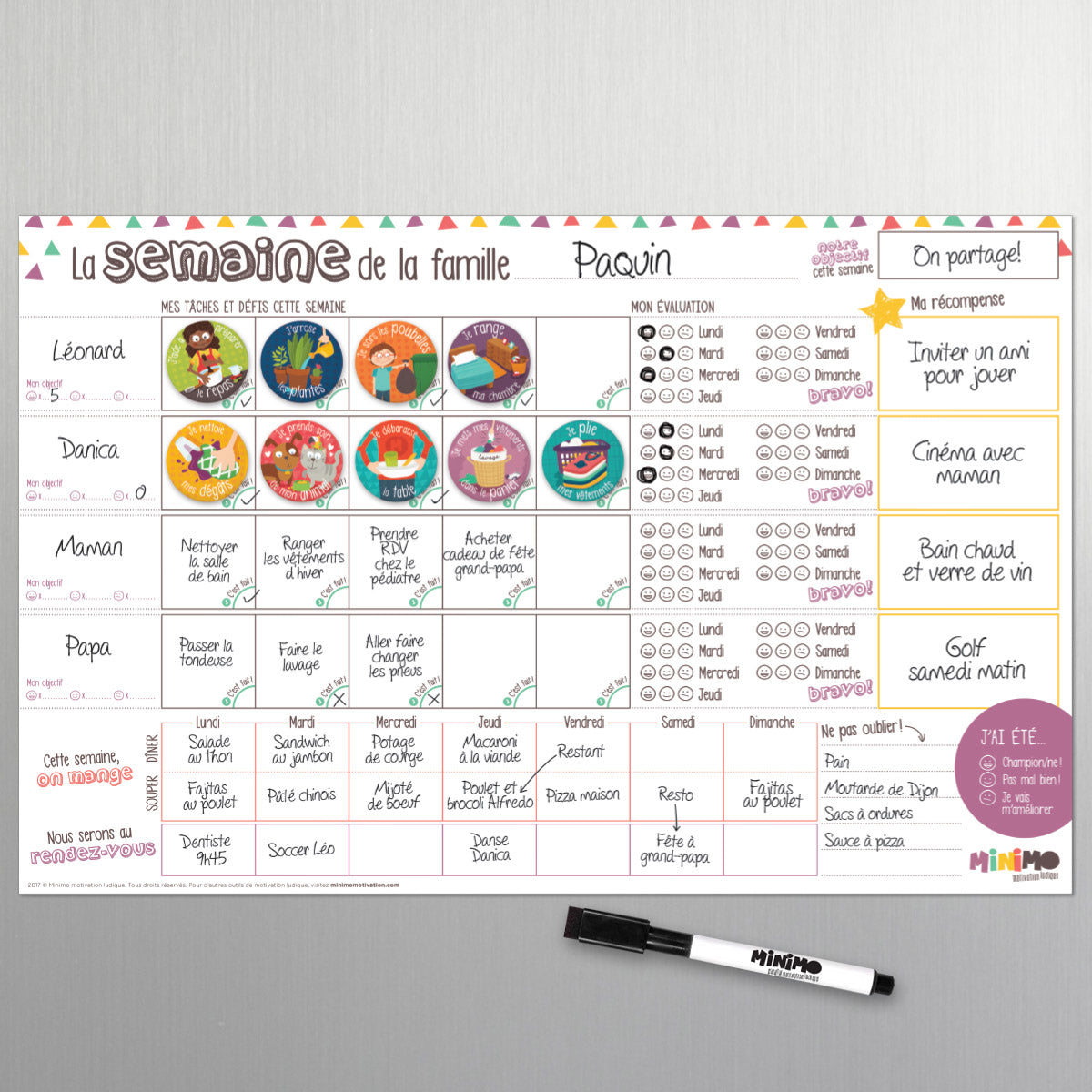 Organisateur familial Une semaine à la fois – horizontal