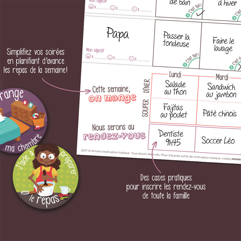 Organisateur familial Une semaine à la fois – horizontal