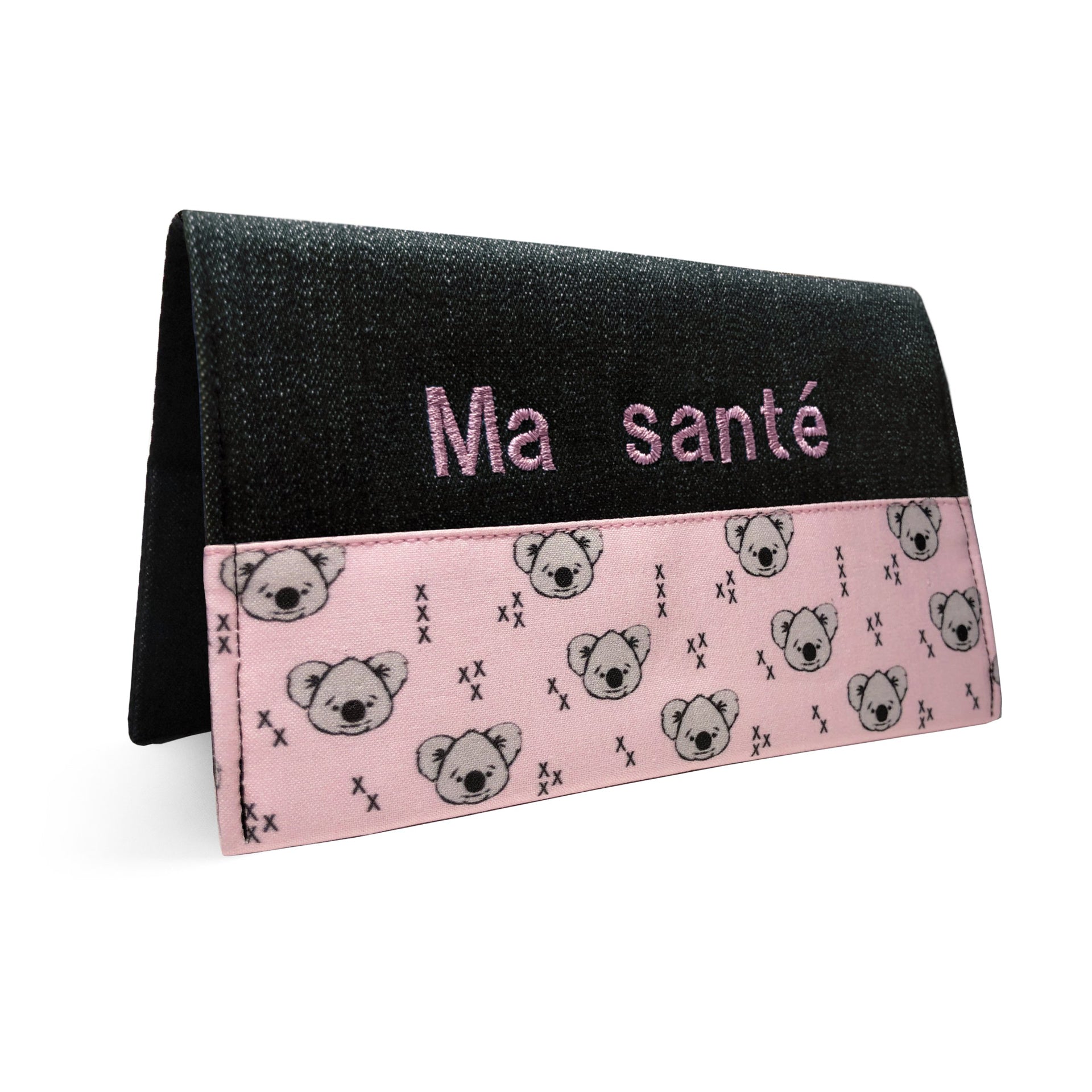 Protège carnet santé personnalisé fille Koala rose