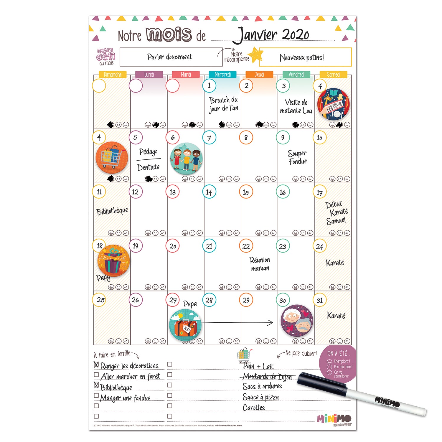 Calendrier mensuel familial Notre mois ensemble – vertical ou horizontal