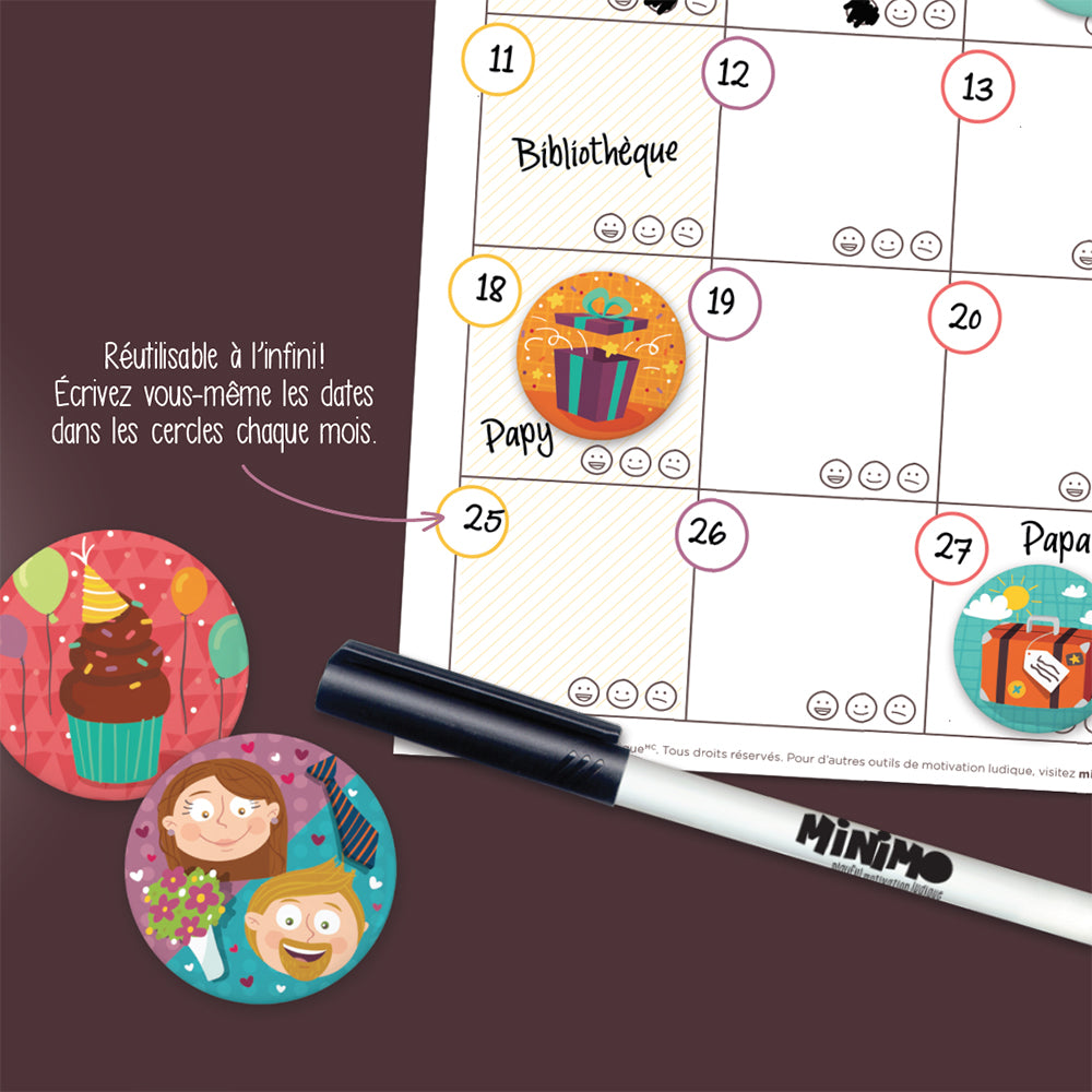 Calendrier mensuel familial Notre mois ensemble – vertical ou horizontal