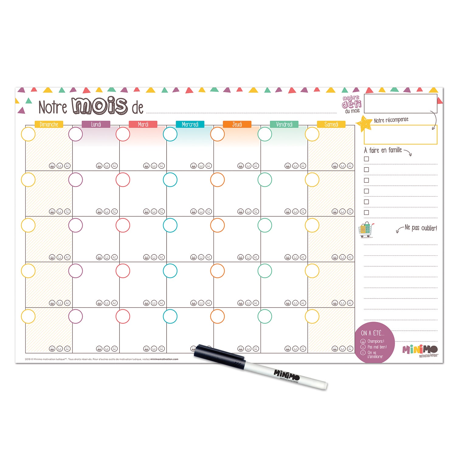 Calendrier mensuel familial Notre mois ensemble – vertical ou horizontal