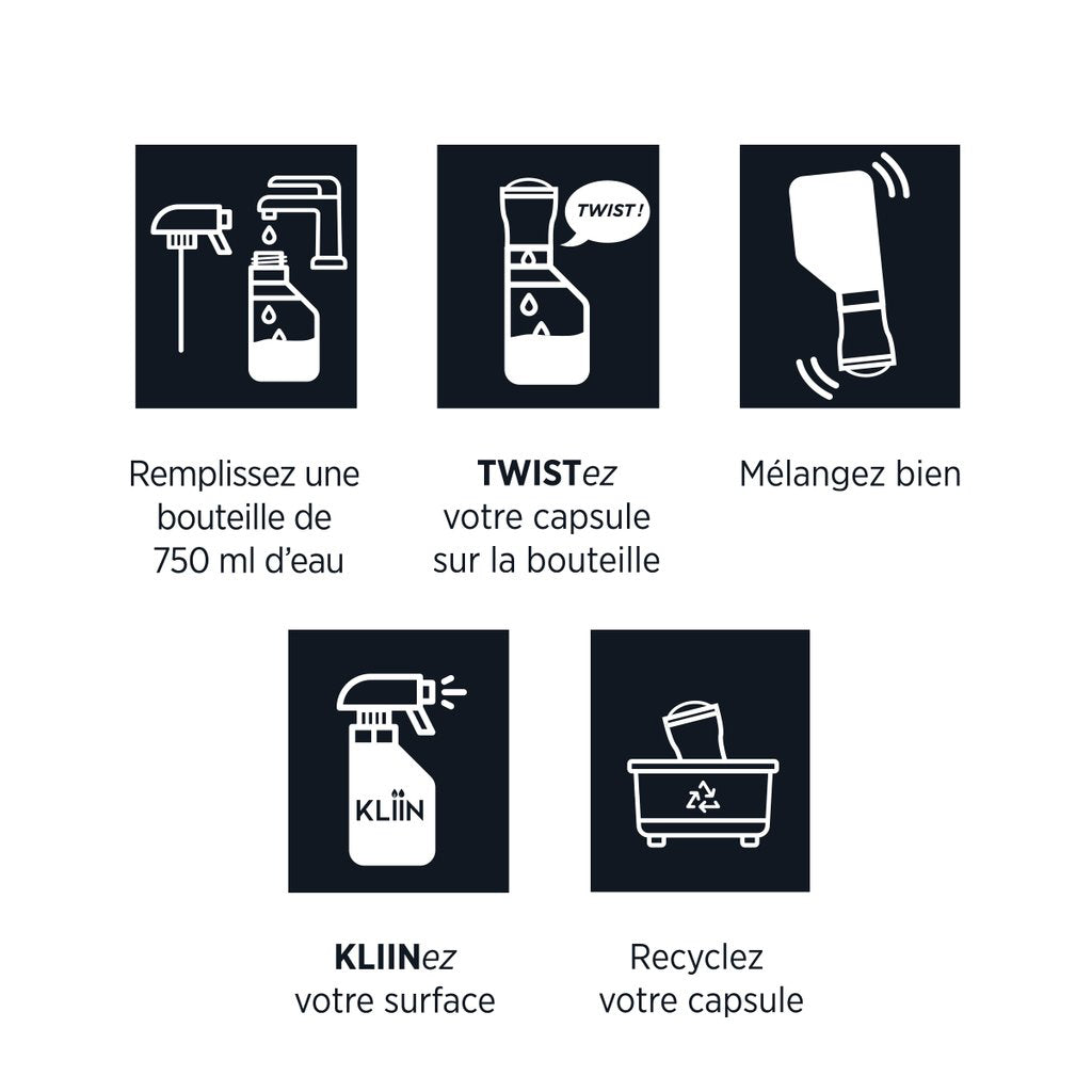 TWIST & KLIIN - CAPSULES DE BIO-NETTOYANT CONCENTRÉ - VITRES ET MIROIRS