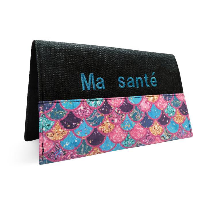 Protège carnet santé personnalisé sirène rose