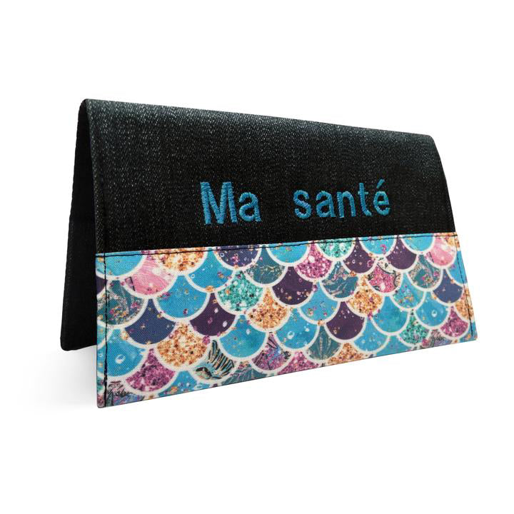 Protège carnet santé personnalisé Sirène turquoise