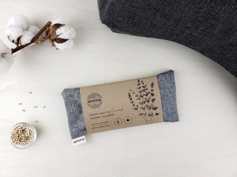 Repose-yeux avec housse lavable Chanvre & coton bio gris