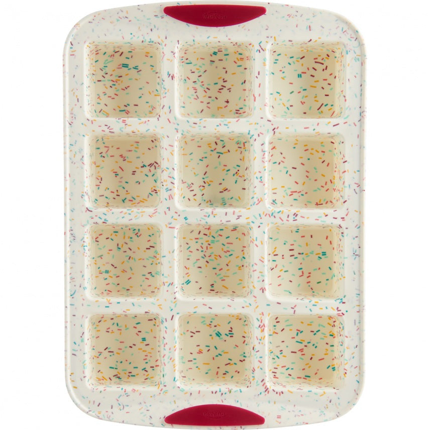 MOULE À 12 BROWNIES STRUCTURE SILICONE™ CONFETTI FUCHSIA