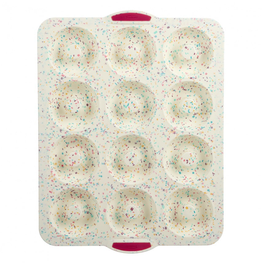 MÉGA MOULE À 12 JUMBO BEIGNES STRUCTURE SILICONE™ CONFETTI FUCHSIA